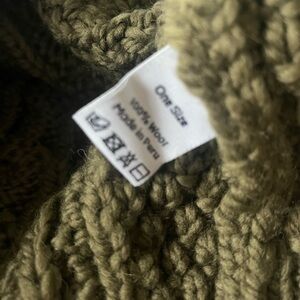 Cozy Olive Green Wool Knit Scarf